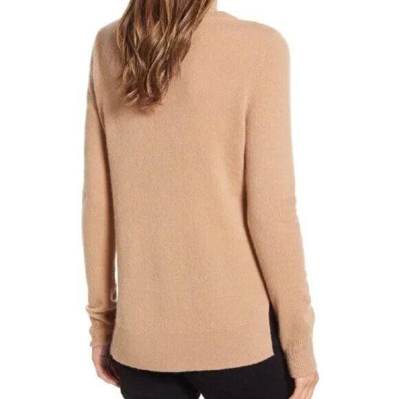 Halogen cashmere blend brown long sleeve pullover tunic length sweater, S - Picture 2 of 7